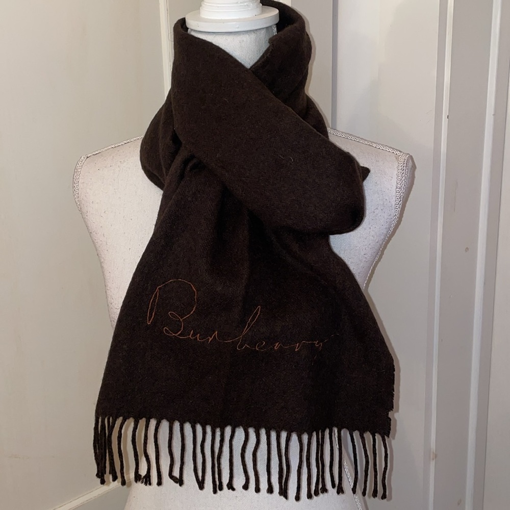Burberry Embroidered Logo Cashmere Scarf